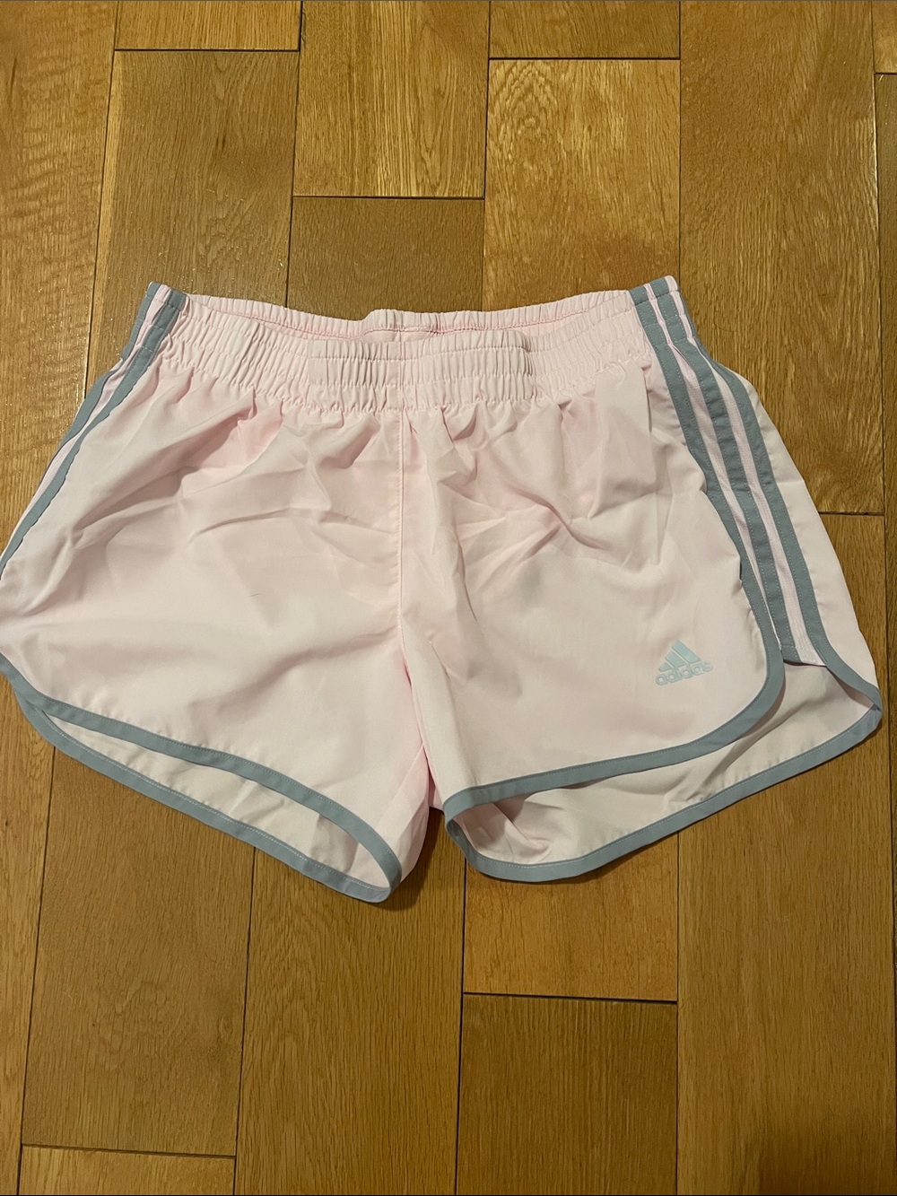 adidas Light Pink Athletic Shorts with Light Gray Trim